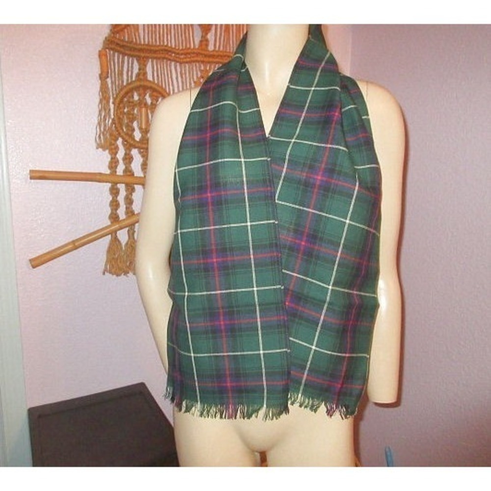Vtg 60s Lochcarron Tartan Plaid Wool Scarf Hand Woven In Scotland Cozy Neck Wrap